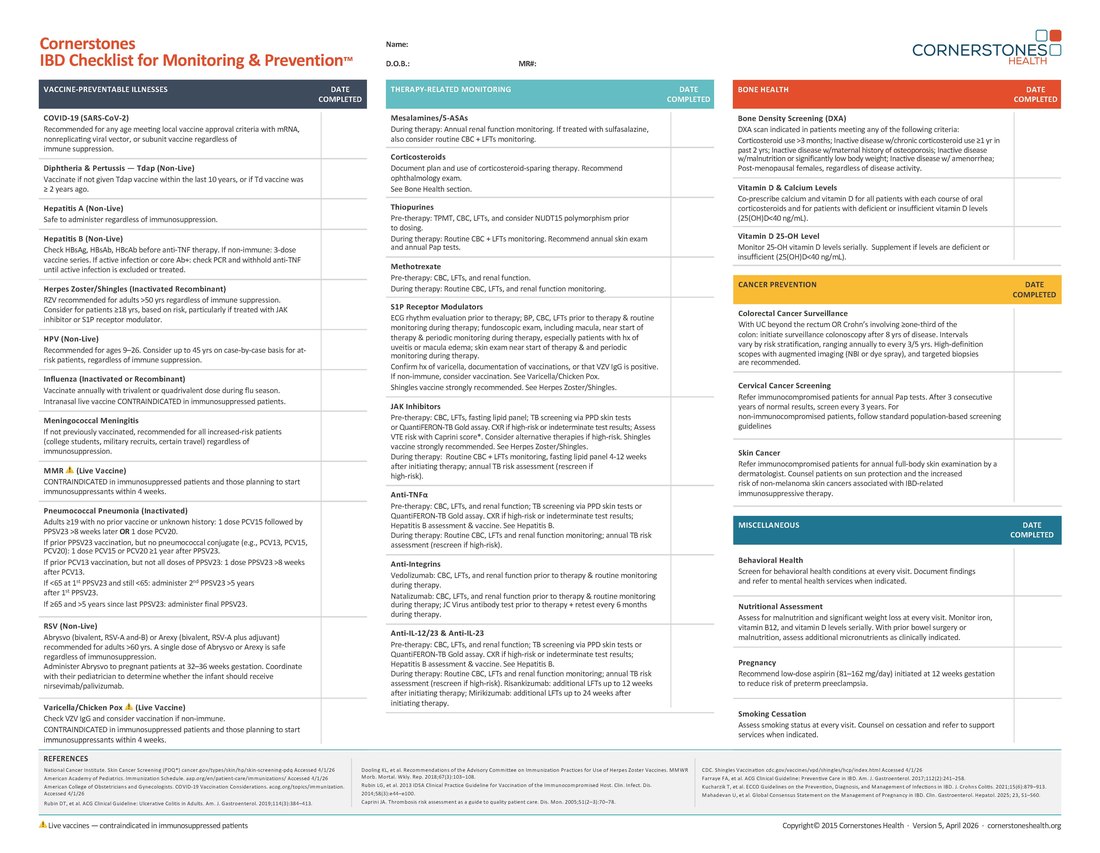 Cornerstones IBD Checklist for Monitoring and Prevention preview